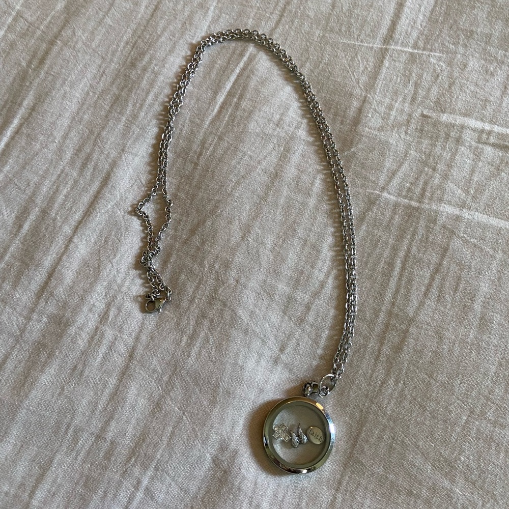 Glass Locket Necklace with Charms